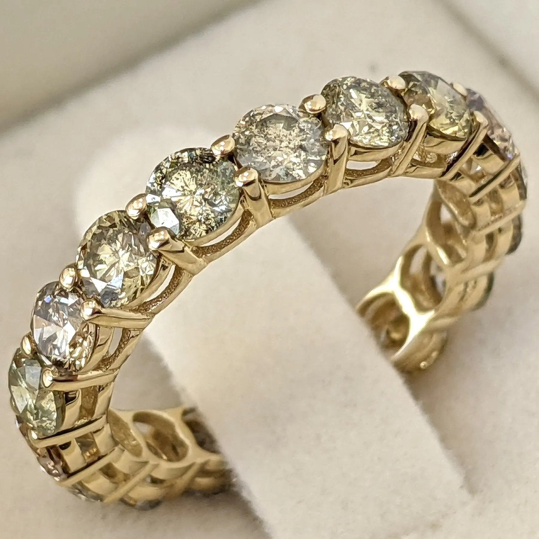 Diamantring 14 kt Gelbgold + 3.89ct. Diamant  - IGI-Zertifikat Wert ca. 5.500€