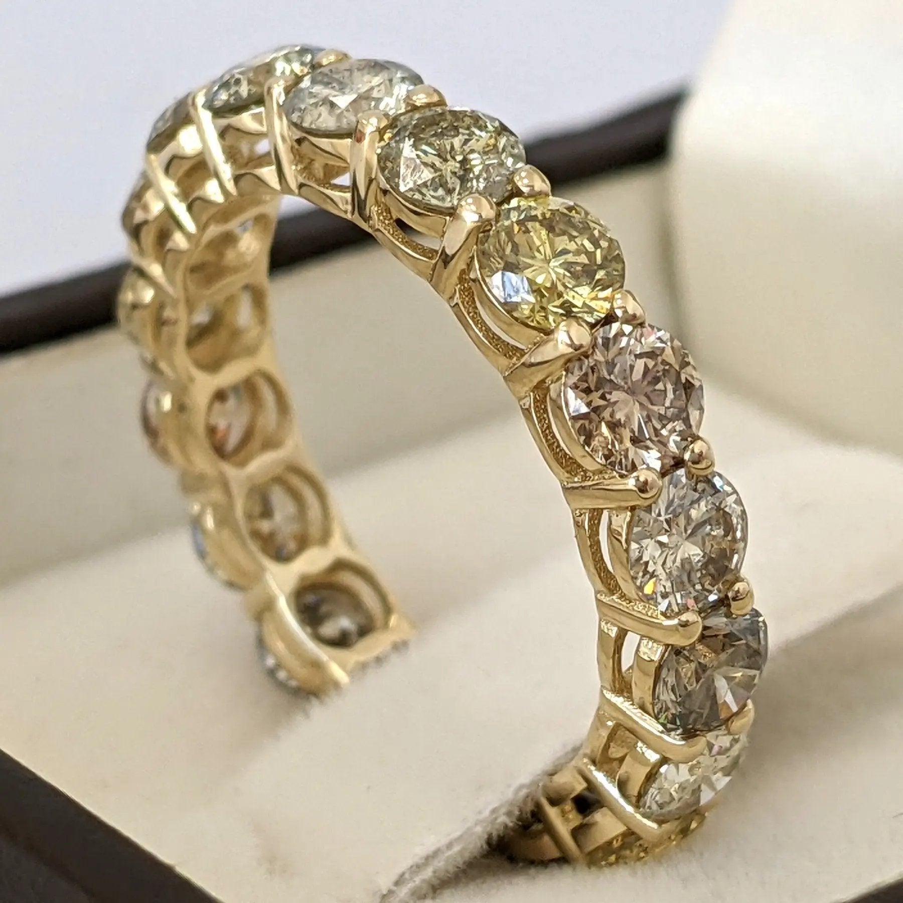 Diamantring 14 kt Gelbgold + 3.89ct. Diamant  - IGI-Zertifikat Wert ca. 5.500€