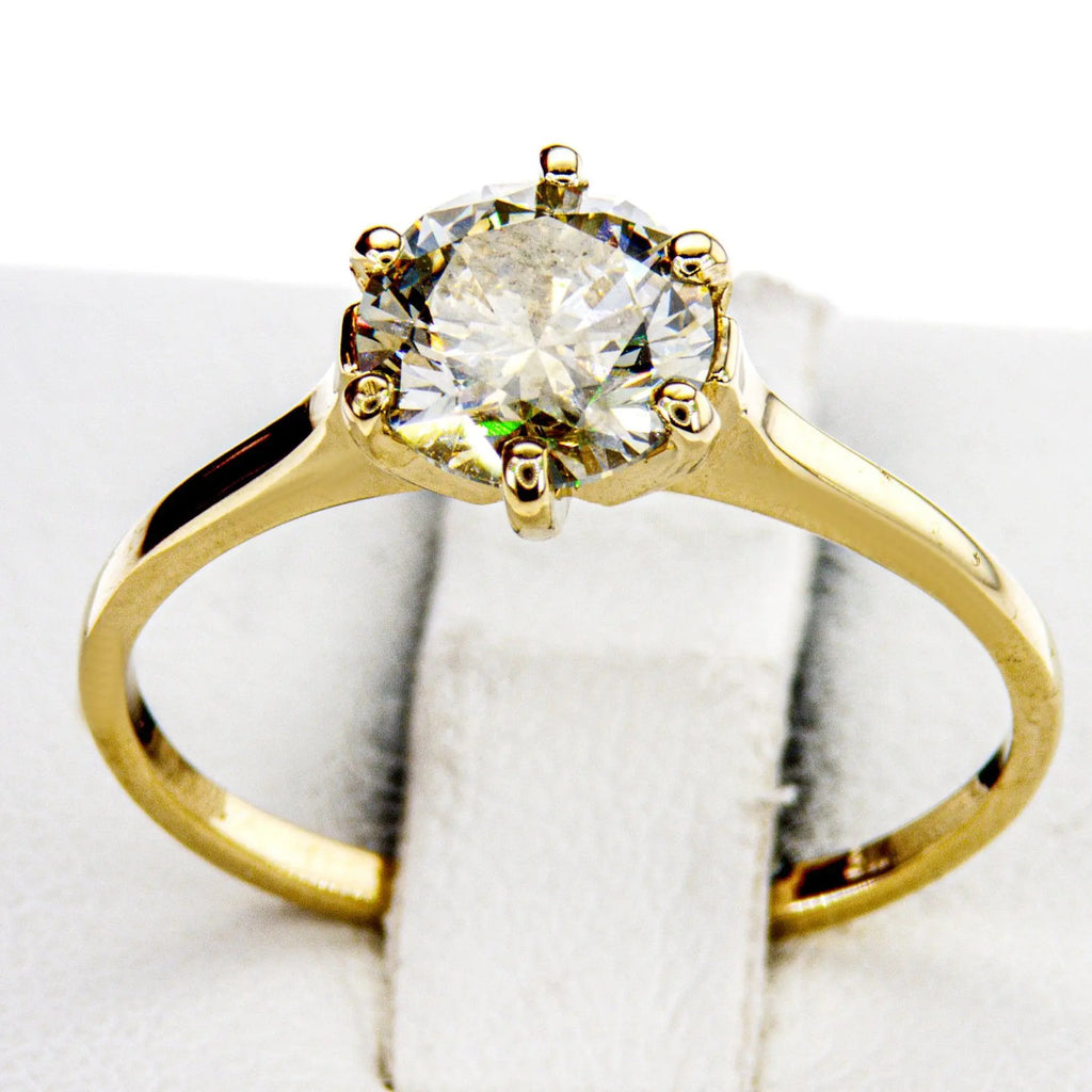 Verlobungsring 14 kt Gelbgold + 1.06ct. Diamant GCI-Zertifikat