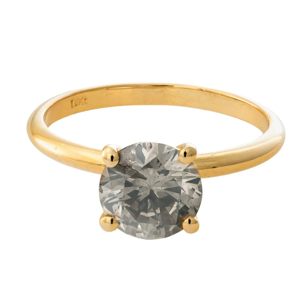 Ring 14 kt Gelbgold + 1.81ct. Grau Diamant (Natürlich farbig) Wert ca. 14.000€