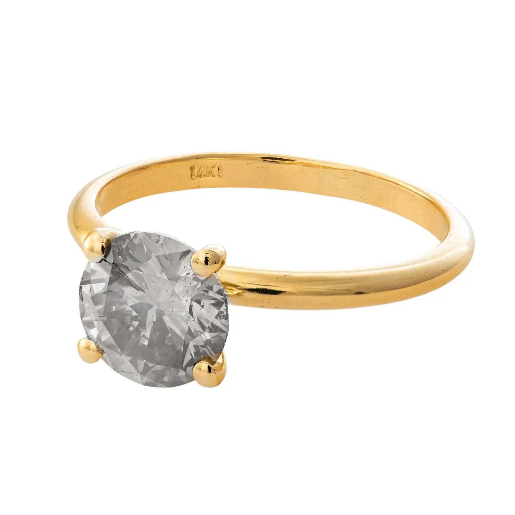 Ring 14 kt Gelbgold + 1.81ct. Grau Diamant (Natürlich farbig) Wert ca. 14.000€