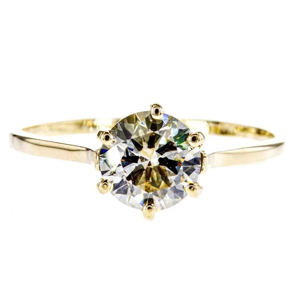 Verlobungsring 14 kt Gelbgold + 1.06ct. Diamant GCI-Zertifikat